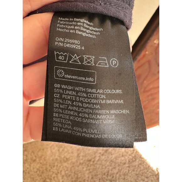 H&M LOGG Men's Black Jacket Size M collared full zip linen pockets lightweight - Picture 4 of 6